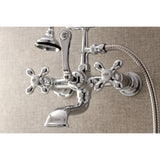 Aqua Vintage Three-Handle 2-Hole Tub Wall Mount Clawfoot Tub Faucet with Hand Shower