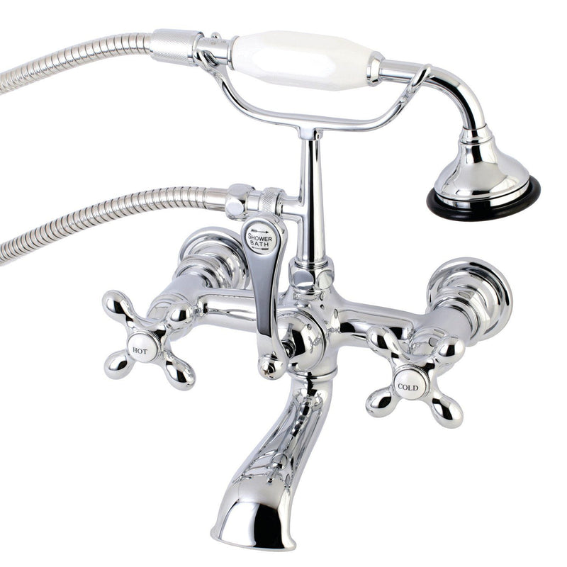 Aqua Vintage Three-Handle 2-Hole Tub Wall Mount Clawfoot Tub Faucet with Hand Shower