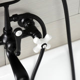 Aqua Vintage Three-Handle 2-Hole Tub Wall Mount Clawfoot Tub Faucet with Hand Shower