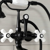 Aqua Vintage Three-Handle 2-Hole Tub Wall Mount Clawfoot Tub Faucet with Hand Shower