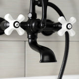 Aqua Vintage Three-Handle 2-Hole Tub Wall Mount Clawfoot Tub Faucet with Hand Shower