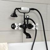 Aqua Vintage Three-Handle 2-Hole Tub Wall Mount Clawfoot Tub Faucet with Hand Shower