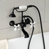 Aqua Vintage Three-Handle 2-Hole Tub Wall Mount Clawfoot Tub Faucet with Hand Shower