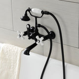 Aqua Vintage Three-Handle 2-Hole Tub Wall Mount Clawfoot Tub Faucet with Hand Shower