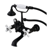 Aqua Vintage Three-Handle 2-Hole Tub Wall Mount Clawfoot Tub Faucet with Hand Shower