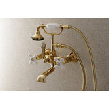 Aqua Vintage Three-Handle 2-Hole Tub Wall Mount Clawfoot Tub Faucet with Hand Shower