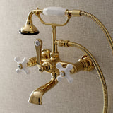 Aqua Vintage Three-Handle 2-Hole Tub Wall Mount Clawfoot Tub Faucet with Hand Shower