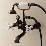 Aqua Vintage Three-Handle 2-Hole Tub Wall Mount Clawfoot Tub Faucet with Hand Shower