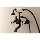 Aqua Vintage Three-Handle 2-Hole Tub Wall Mount Clawfoot Tub Faucet with Hand Shower