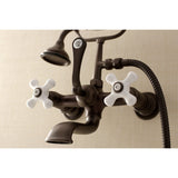 Aqua Vintage Three-Handle 2-Hole Tub Wall Mount Clawfoot Tub Faucet with Hand Shower
