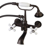 Aqua Vintage Three-Handle 2-Hole Tub Wall Mount Clawfoot Tub Faucet with Hand Shower