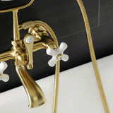 Aqua Vintage Three-Handle 2-Hole Tub Wall Mount Clawfoot Tub Faucet with Hand Shower