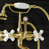Aqua Vintage Three-Handle 2-Hole Tub Wall Mount Clawfoot Tub Faucet with Hand Shower