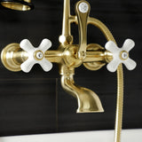 Aqua Vintage Three-Handle 2-Hole Tub Wall Mount Clawfoot Tub Faucet with Hand Shower