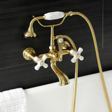 Aqua Vintage Three-Handle 2-Hole Tub Wall Mount Clawfoot Tub Faucet with Hand Shower