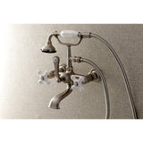 Aqua Vintage Three-Handle 2-Hole Tub Wall Mount Clawfoot Tub Faucet with Hand Shower