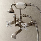 Aqua Vintage Three-Handle 2-Hole Tub Wall Mount Clawfoot Tub Faucet with Hand Shower