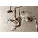 Aqua Vintage Three-Handle 2-Hole Tub Wall Mount Clawfoot Tub Faucet with Hand Shower