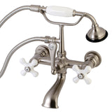 Aqua Vintage Three-Handle 2-Hole Tub Wall Mount Clawfoot Tub Faucet with Hand Shower