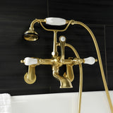 Aqua Vintage Three-Handle 2-Hole Tub Wall Mount Clawfoot Tub Faucet with Hand Shower