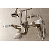 Aqua Vintage Three-Handle 2-Hole Tub Wall Mount Clawfoot Tub Faucet with Hand Shower