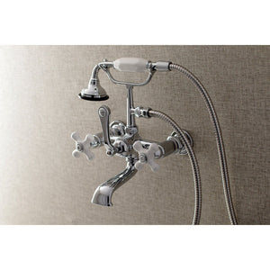 Aqua Vintage Three-Handle 2-Hole Tub Wall Mount Clawfoot Tub Faucet with Hand Shower