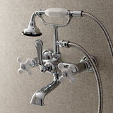Aqua Vintage Three-Handle 2-Hole Tub Wall Mount Clawfoot Tub Faucet with Hand Shower