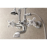 Aqua Vintage Three-Handle 2-Hole Tub Wall Mount Clawfoot Tub Faucet with Hand Shower