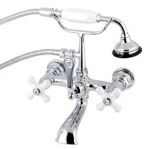 Aqua Vintage Three-Handle 2-Hole Tub Wall Mount Clawfoot Tub Faucet with Hand Shower