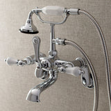 Aqua Vintage Three-Handle 2-Hole Tub Wall Mount Clawfoot Tub Faucet with Hand Shower