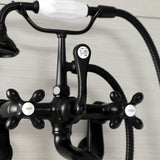 Aqua Vintage Three-Handle 2-Hole Tub Wall Mount Clawfoot Tub Faucet with Hand Shower