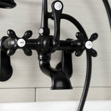 Aqua Vintage Three-Handle 2-Hole Tub Wall Mount Clawfoot Tub Faucet with Hand Shower