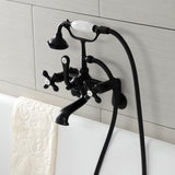 Aqua Vintage Three-Handle 2-Hole Tub Wall Mount Clawfoot Tub Faucet with Hand Shower