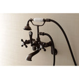 Aqua Vintage Three-Handle 2-Hole Tub Wall Mount Clawfoot Tub Faucet with Hand Shower