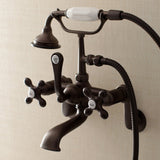 Aqua Vintage Three-Handle 2-Hole Tub Wall Mount Clawfoot Tub Faucet with Hand Shower