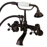 Aqua Vintage Three-Handle 2-Hole Tub Wall Mount Clawfoot Tub Faucet with Hand Shower