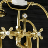 Aqua Vintage Three-Handle 2-Hole Tub Wall Mount Clawfoot Tub Faucet with Hand Shower