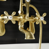 Aqua Vintage Three-Handle 2-Hole Tub Wall Mount Clawfoot Tub Faucet with Hand Shower