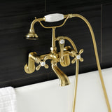 Aqua Vintage Three-Handle 2-Hole Tub Wall Mount Clawfoot Tub Faucet with Hand Shower