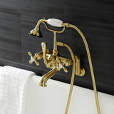 Aqua Vintage Three-Handle 2-Hole Tub Wall Mount Clawfoot Tub Faucet with Hand Shower