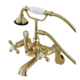 Aqua Vintage Three-Handle 2-Hole Tub Wall Mount Clawfoot Tub Faucet with Hand Shower