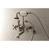 Aqua Vintage Three-Handle 2-Hole Tub Wall Mount Clawfoot Tub Faucet with Hand Shower