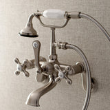 Aqua Vintage Three-Handle 2-Hole Tub Wall Mount Clawfoot Tub Faucet with Hand Shower