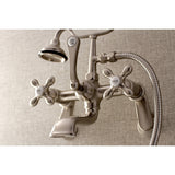 Aqua Vintage Three-Handle 2-Hole Tub Wall Mount Clawfoot Tub Faucet with Hand Shower