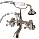 Aqua Vintage Three-Handle 2-Hole Tub Wall Mount Clawfoot Tub Faucet with Hand Shower