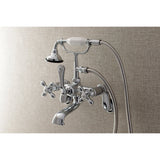 Aqua Vintage Three-Handle 2-Hole Tub Wall Mount Clawfoot Tub Faucet with Hand Shower