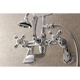 Aqua Vintage Three-Handle 2-Hole Tub Wall Mount Clawfoot Tub Faucet with Hand Shower