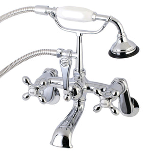 Aqua Vintage Three-Handle 2-Hole Tub Wall Mount Clawfoot Tub Faucet with Hand Shower