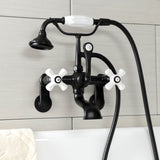 Aqua Vintage Three-Handle 2-Hole Tub Wall Mount Clawfoot Tub Faucet with Hand Shower