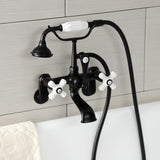 Aqua Vintage Three-Handle 2-Hole Tub Wall Mount Clawfoot Tub Faucet with Hand Shower